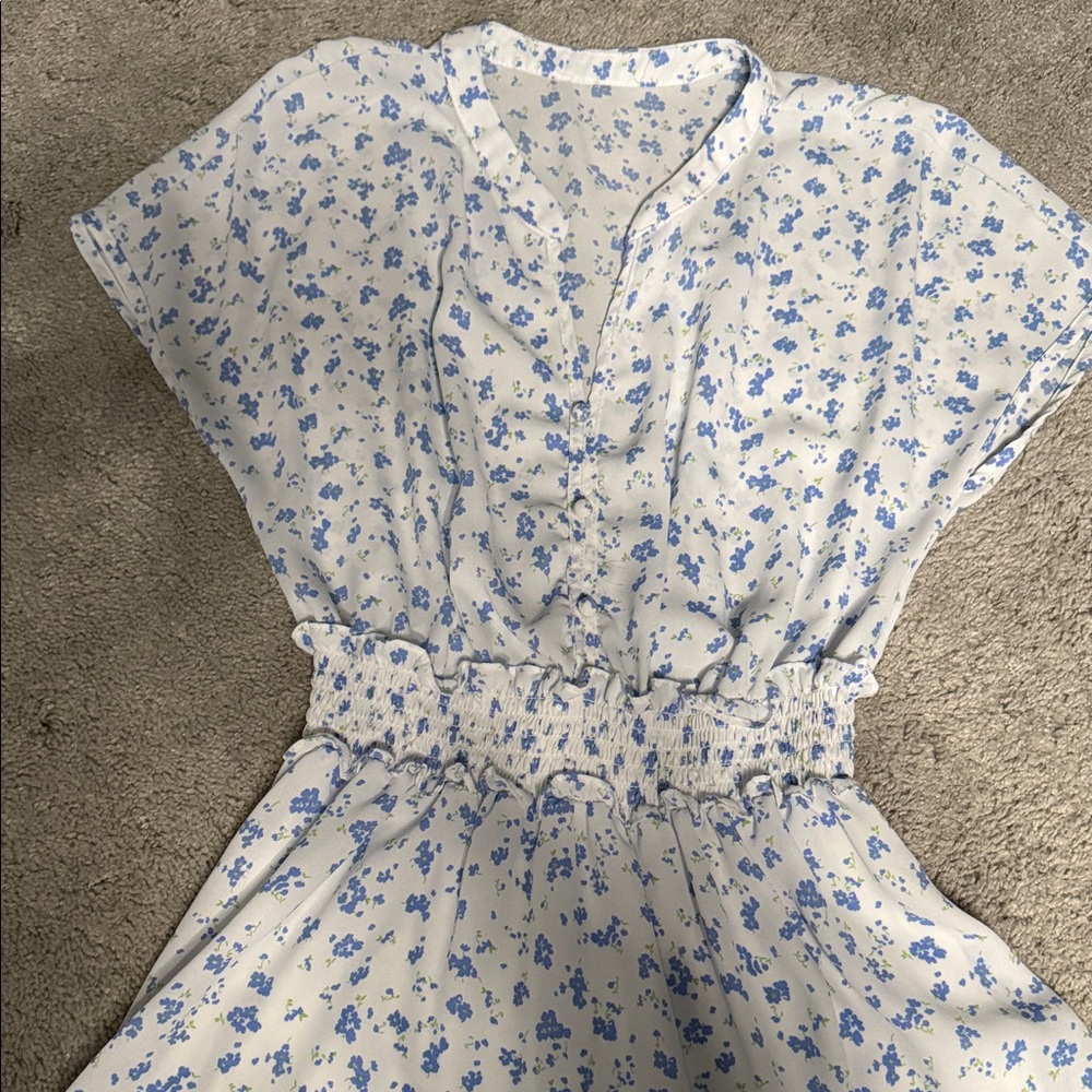 Floral Blue and White Dress